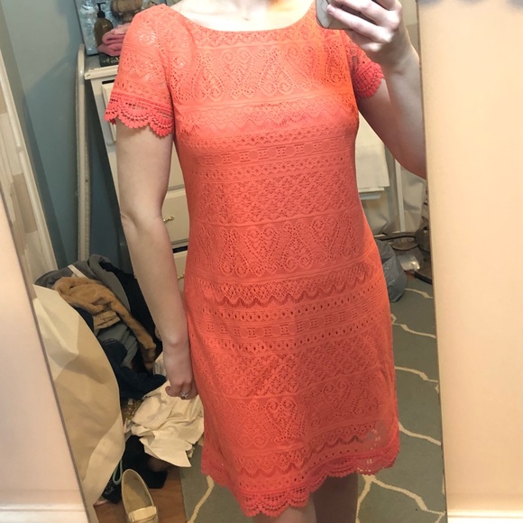 Coral Lace Dress - Picture 5 of 15